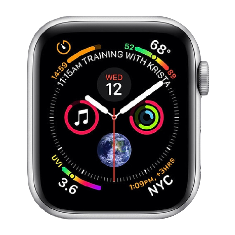 Käytetty Apple Watch Series 4 Aluminum Cellular (44mm) Silver White Sport Band
